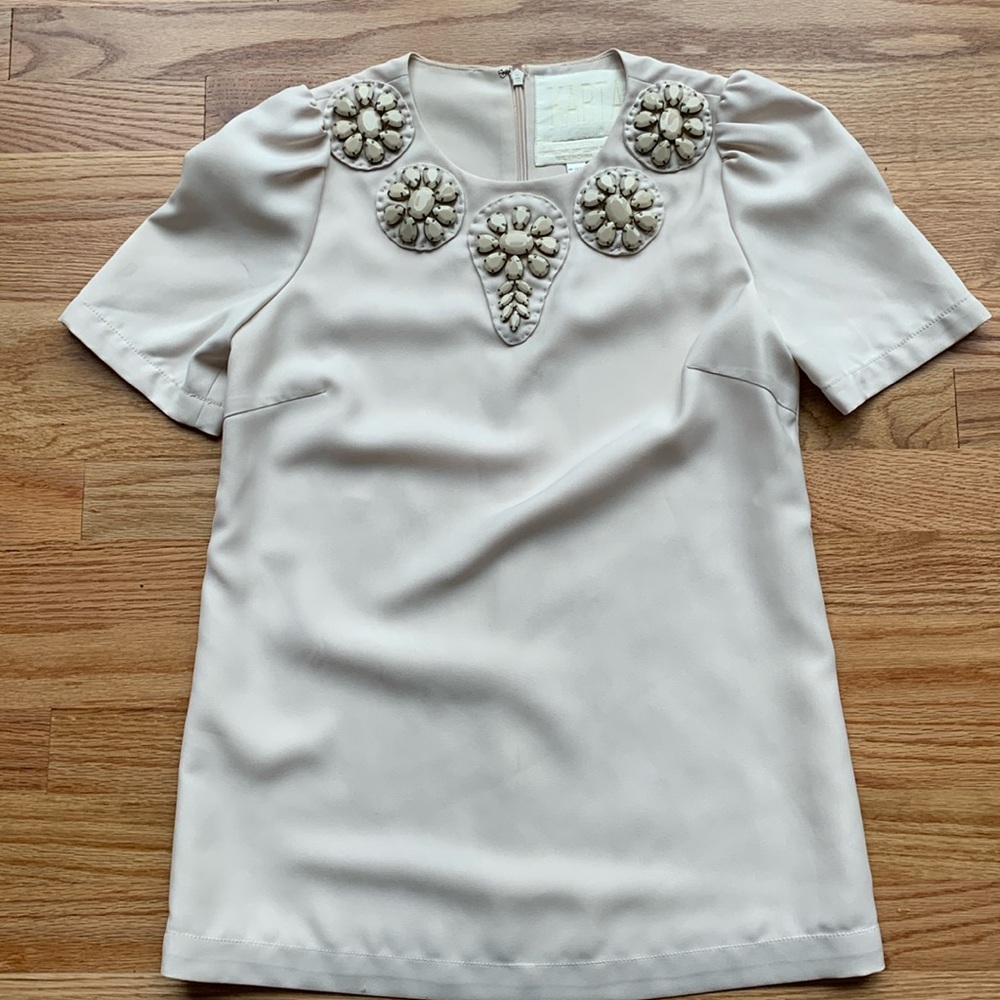 Karta Anthropologie Jeweled Top Beige XS